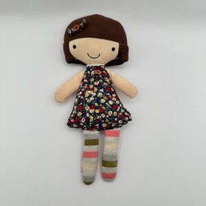 Winghouse Rag‎ Doll Ditsy Floral Dress Striped Socks Soft Stuffed Toy Handmade
